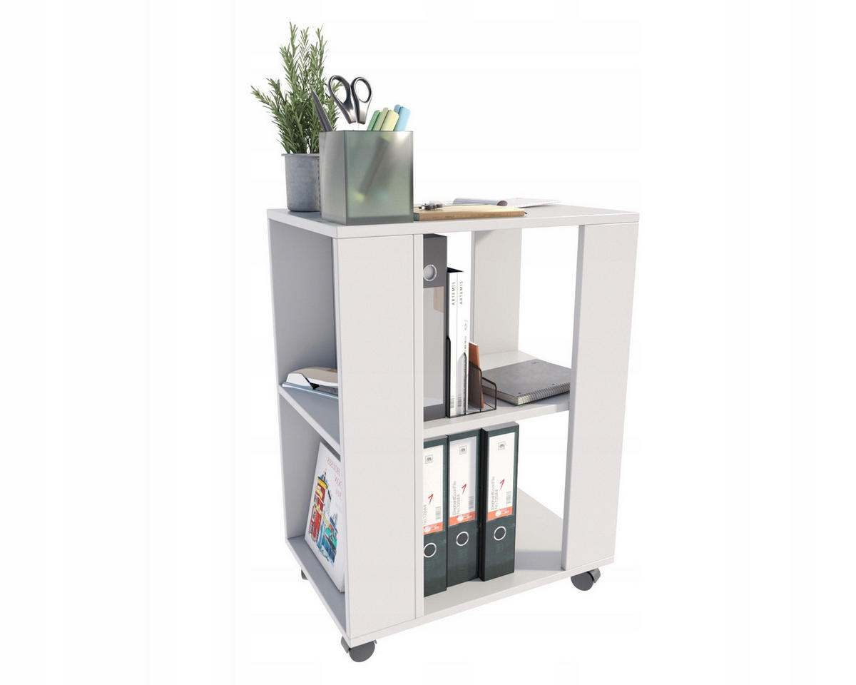 BEISTELLTISCH Weiß 60/40/78,6 cm mit Rollen - Weiß, Holzwerkstoff (60/78.6/40cm) - Matkam Möbel