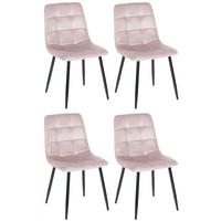 ESSZIMMERSTÜHLE 4er-Set VOUL Pink Samt - Pink, Textil/Metall (45/84/55cm) - DELUKE
