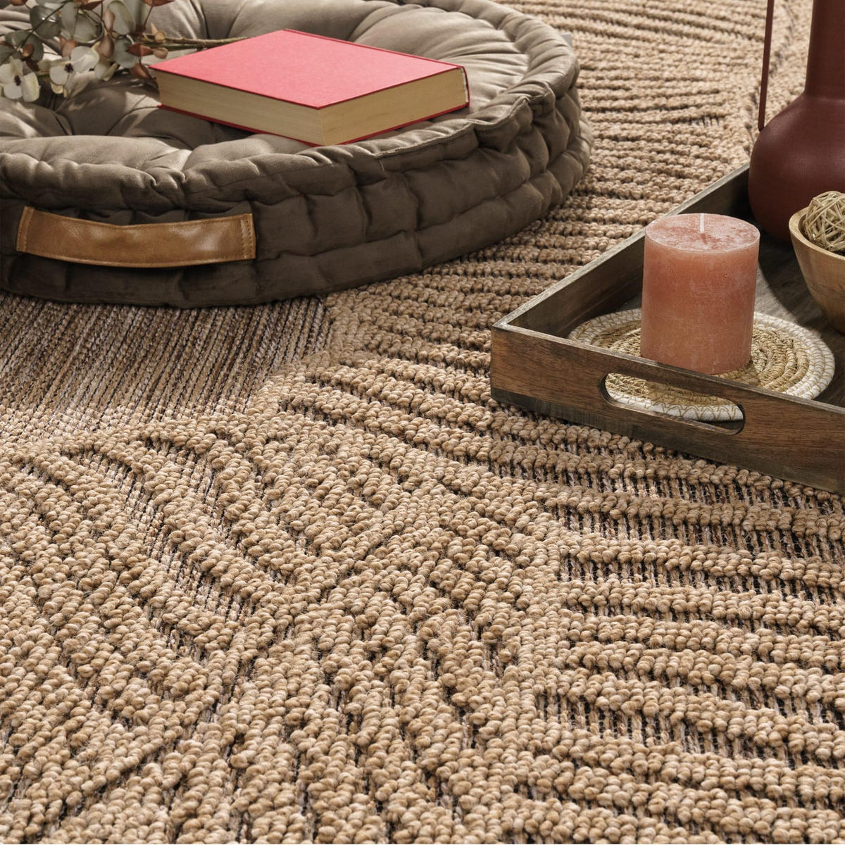 TEPPICH Outdoor Natur Balkon, Terrasse schmutzabweisend Beige Rechteckig 120x160 - Beige, Textil (120/160cm) - KADIMA DESIGN