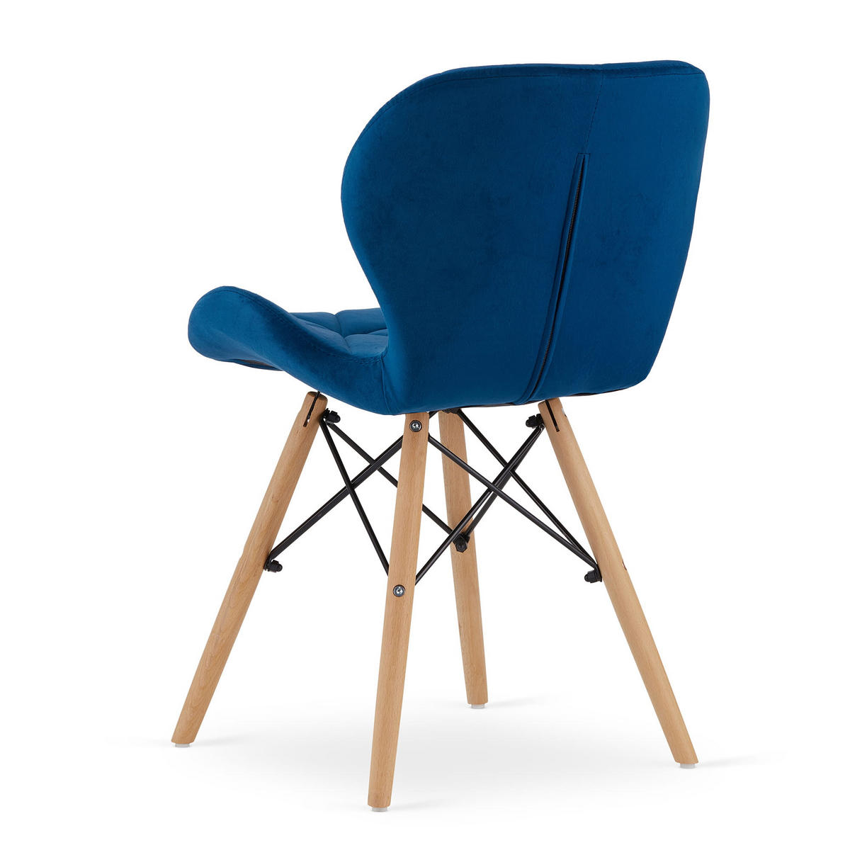 STUHL AMATRICE 1 Stück, Blau, mit Samtstoff gepolstert - Blau, Holz/Textil (48/74/53cm) - Komodee