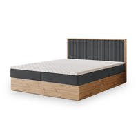 BOXBETT VARELI 180x200 cm mit Matratze und Topper - Graphitfarben - Graphitfarben, Holz (180/200cm) - MASSENO