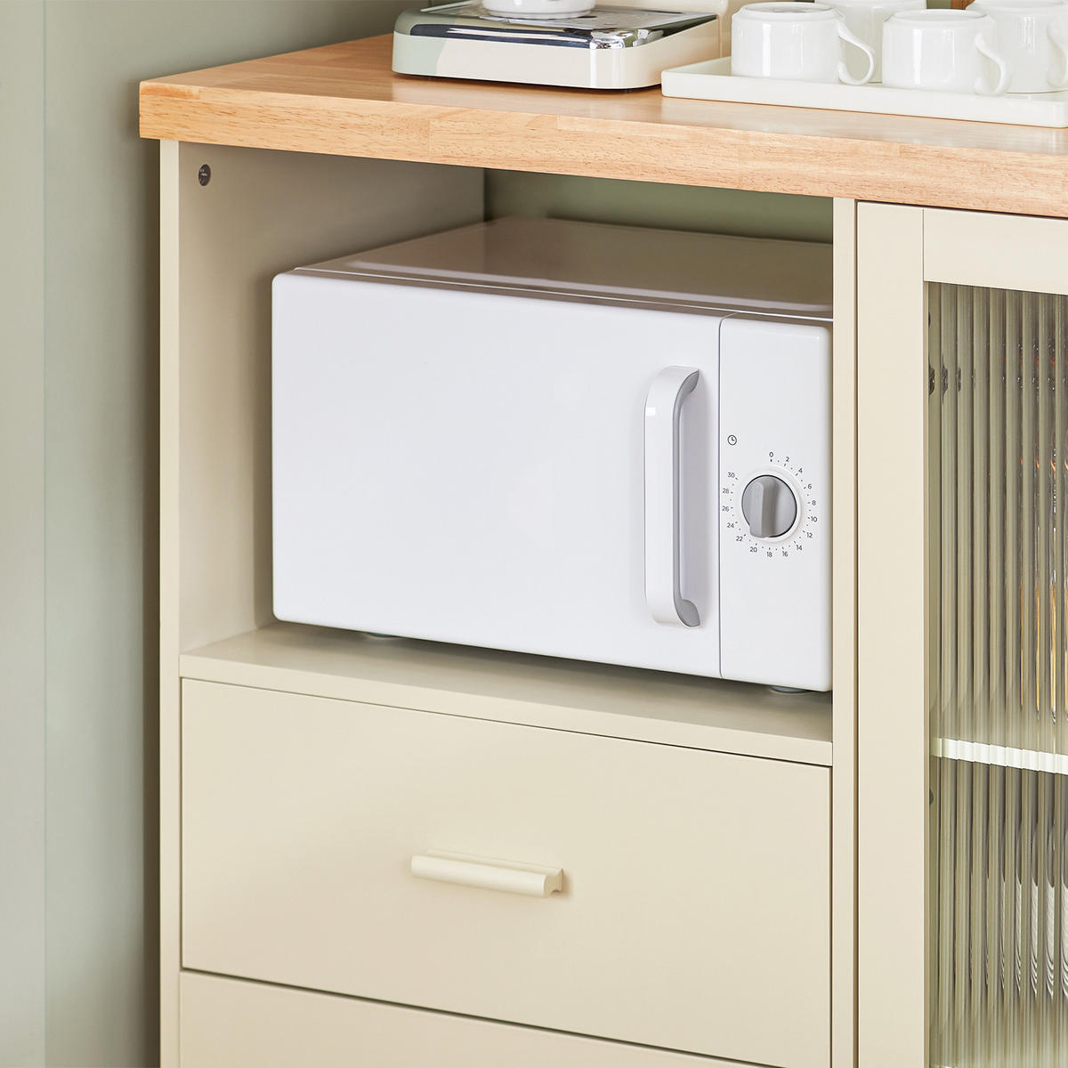 KÜCHENSCHRANK Beige - Beige, Glas/Holz (120/90/40cm) - SoBuy