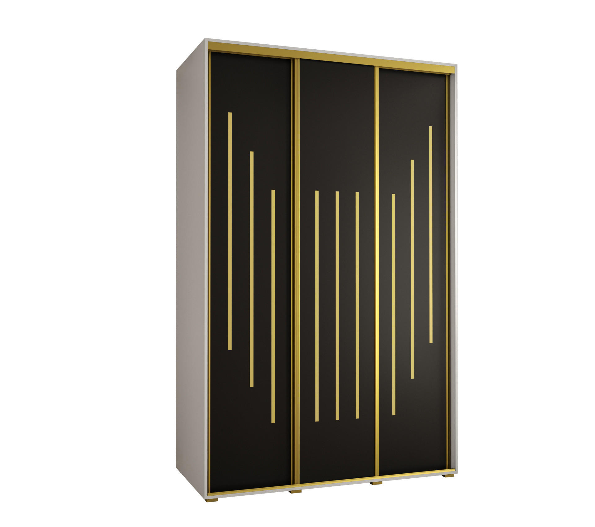 Abiks Möbel Schwebetürenschrank Weiß, Schwarz, Gold 150x235x45 cm
