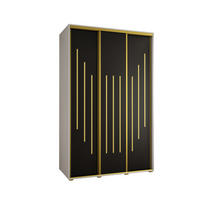 SCHWEBETÜRENSCHRANK 235,2/160/45 3-türig - Goldfarben/Schwarz, Holz/Metall (160/235/45cm) - Abiks Möbel