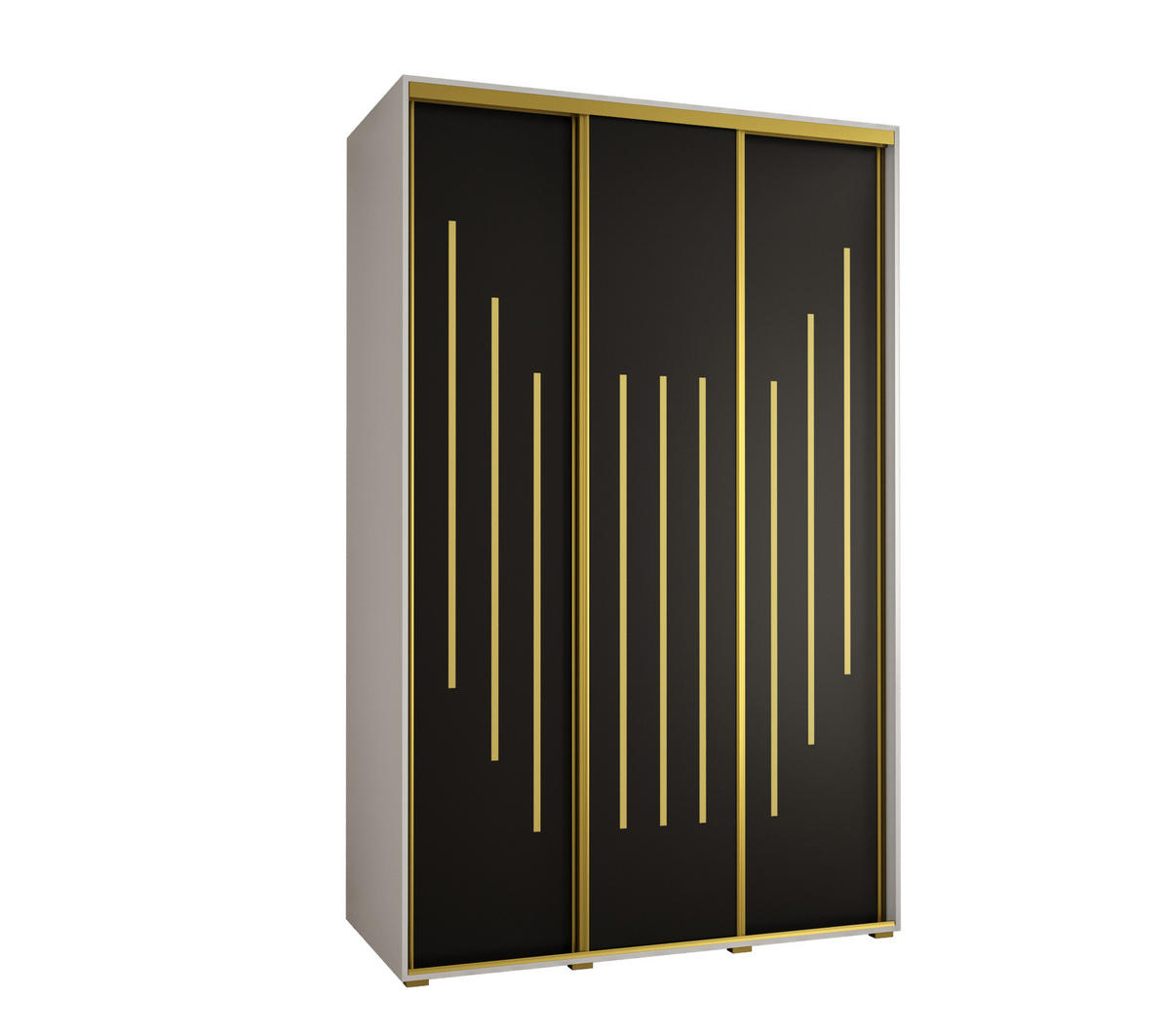 SCHWEBETÜRENSCHRANK 235,2/160/45 3-türig - Goldfarben/Schwarz, Holz/Metall (160/235/45cm) - Abiks Möbel