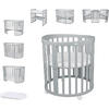 BABYBETT GREY OVAL 7in1 mit Matratze - Grau, Holz/Textil