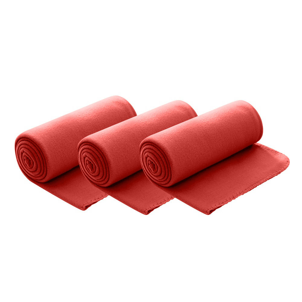 FLEECEDECKE 3er Set rot 130/160 cm Kettelrand Anti-Pilling - Rot, Textil (130/160cm) - wometo