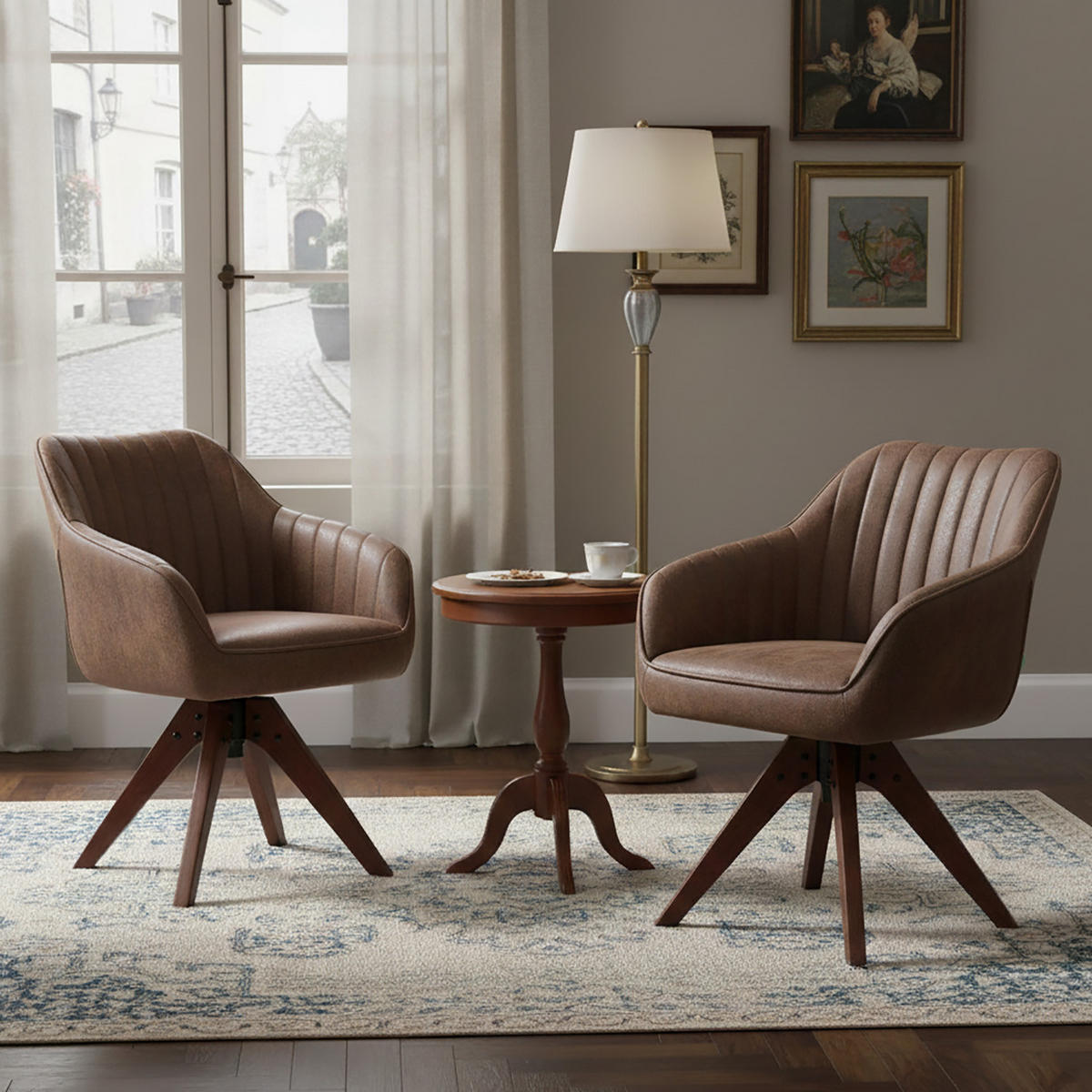 ARMLEHNSTUHL Mika-Finn 2er-Set - Nussbaumfarben/Braun, Eichenholz/Holz (60/82/61cm) - DUBI Möbel