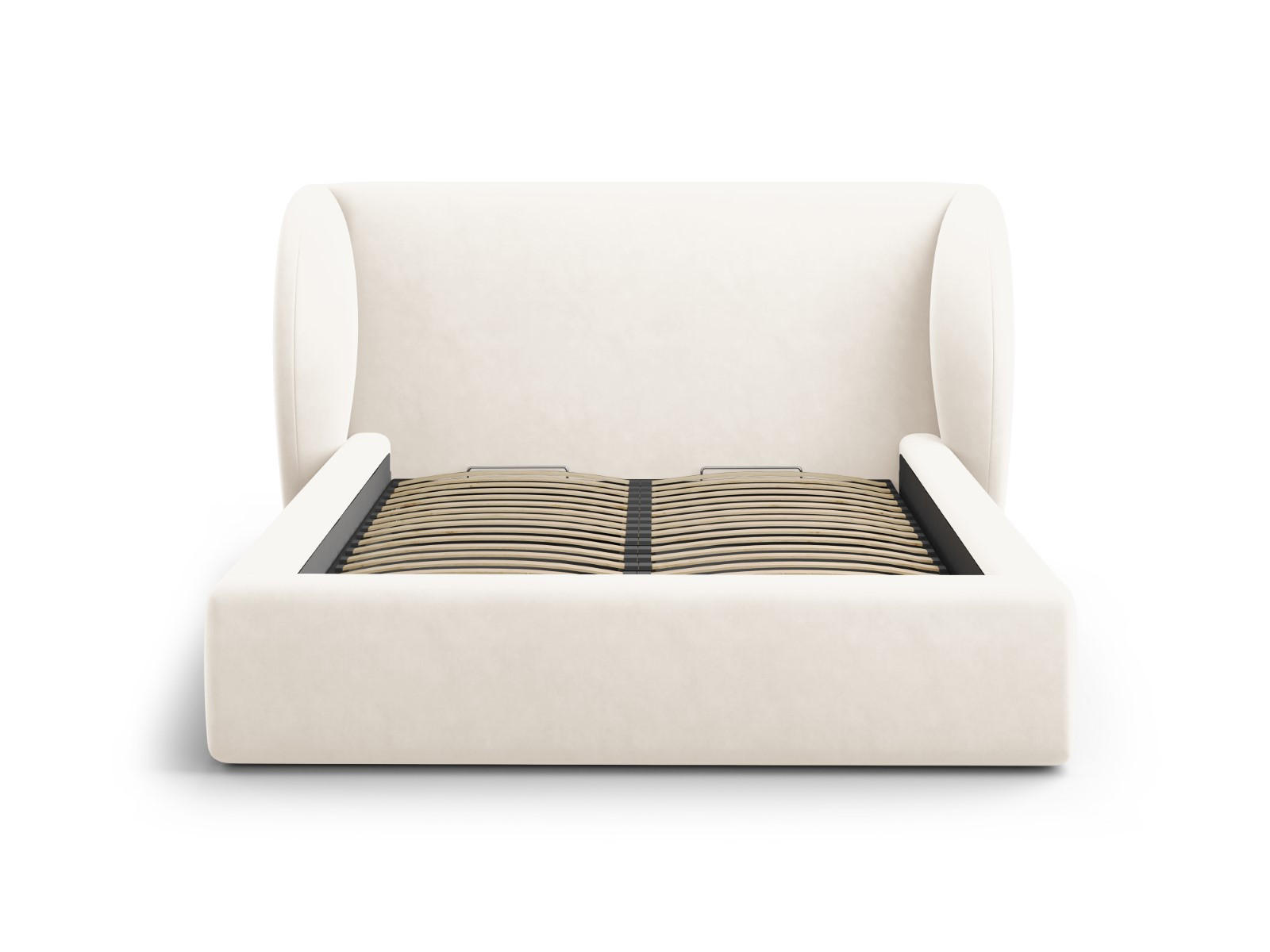 BETT mit Bettkasten und Kopfteil Miley aus Samt leichtes beige 140x200cm - Beige, Textil (140/200cm) - Micadoni
