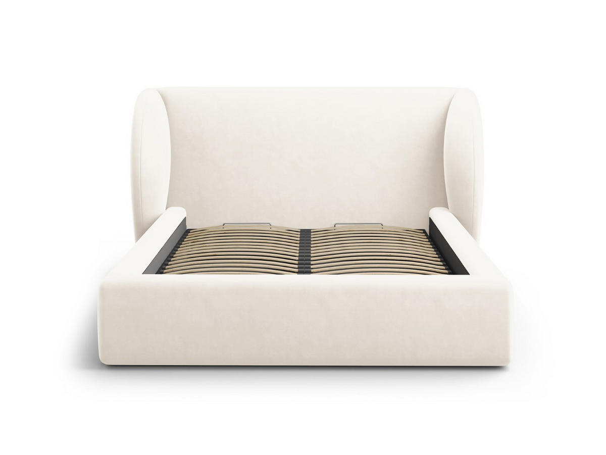 BETT mit Bettkasten und Kopfteil Miley aus Samt leichtes beige 160x200cm - Beige, Textil (160/200cm) - Micadoni