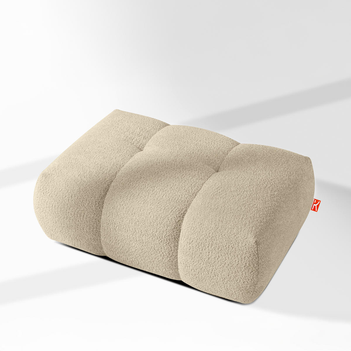 POUF LIRA, Hellbeige, Bouclé - Beige, Holz/Holzwerkstoff (96/43/50cm) - KONSIMO®