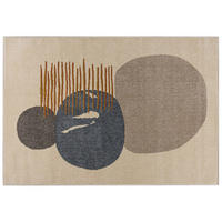 TEPPICH Beige Geometrisch In-Outdoor Pflanzlich Kurzflor Rechteckig 250 x 350 cm - Ecru/Blaugrau, Textil (250/350cm) - Mazovia