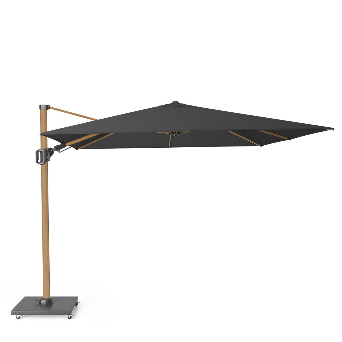 AMPELSCHIRM quadratisch 3 x 3 m Challenger T² Premium 360° kippbar schwarz/teak - Schwarz, Metall (300/300cm) - Platinum
