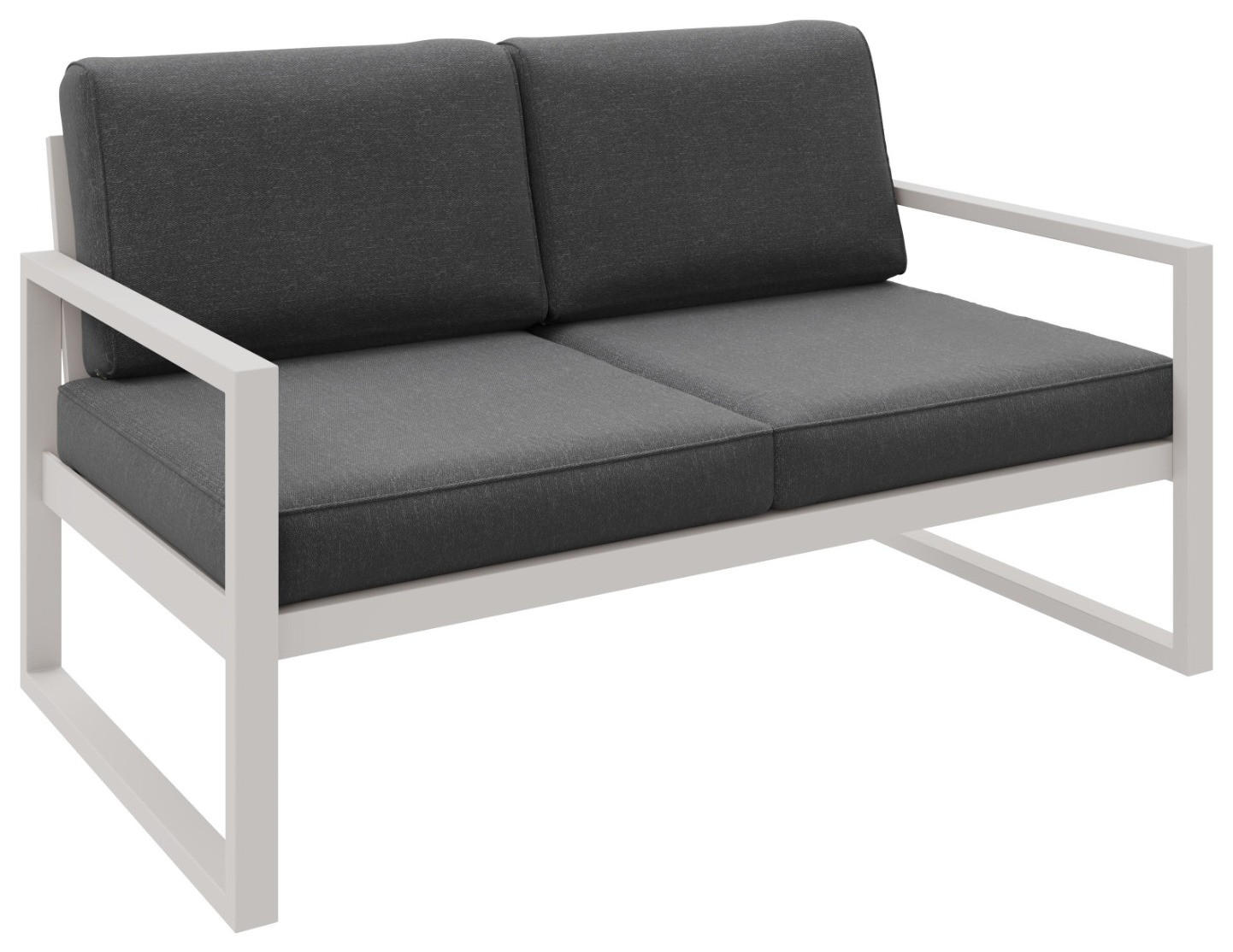 GARTENBANK Bellano Outdoor 2-Sitzer Polster-Loungebank, Stahlgestell Kaschmir, Grau 76/146/80 cm - Grau, Textil (146/86/80cm) - WFL GROUP