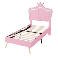 KINDERBETT 90/200 cm mit LED-Beleuchtung, verstellbarem Kopfteil und Muschel-Kronen-Design, Rosa - Pink, Textil (90/200cm) - Redom