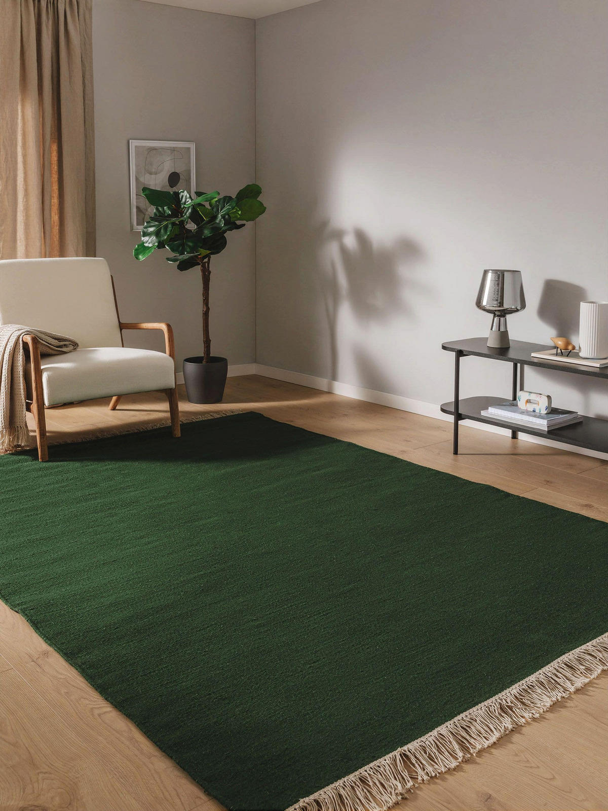 WOLLTEPPICH Liv Dunkelgrün 60x100 cm - Dunkelgrün, Textil (60/100cm) - benuta Pop