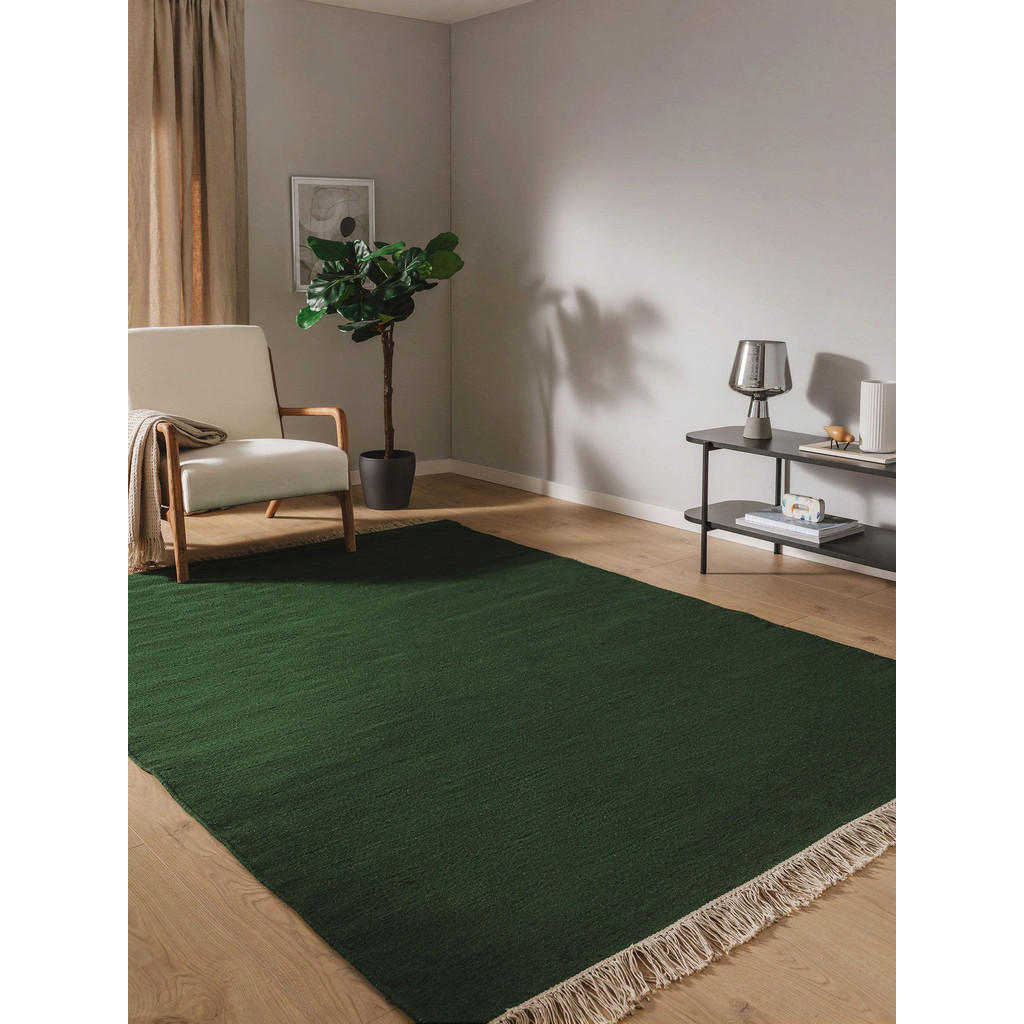 Thumbnail - benuta Pop Wollteppich, Dunkelgrün, Textil, Beton Optik, Rechteckig, 120x170 cm, Gots, pflegeleicht, Teppiche & Böden, T...