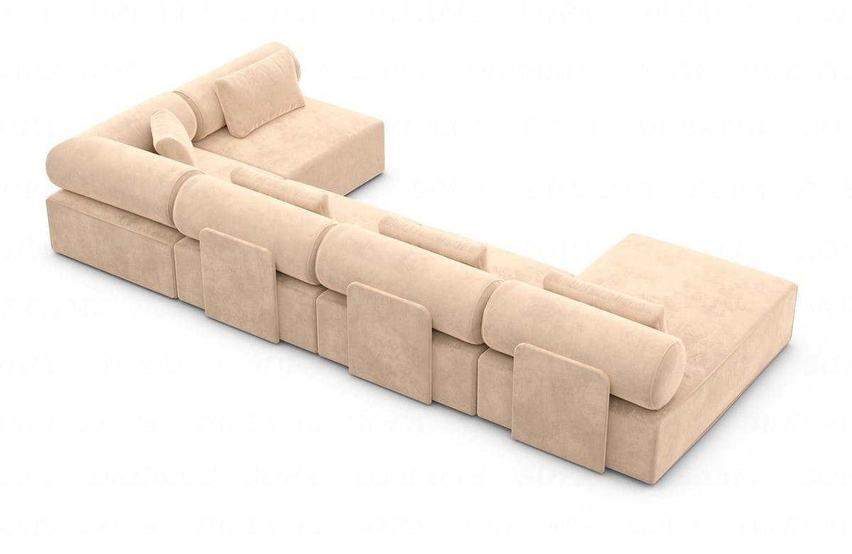 WOHNLANDSCHAFT Cipriani Beige Samtstoff - Beige, Kunststoff (400/77/200cm)