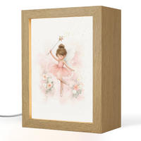 NACHTTISCHLAMPE Ballerina - Fee - Blumen - Rosa 15x20 cm - Rosa, Holzwerkstoff (8/15/20cm)