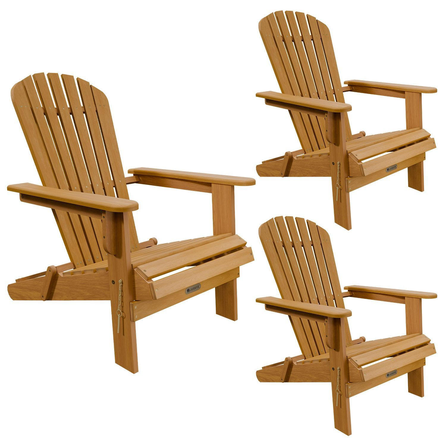 LIEGESTUHL Korfu Akazie klappbar 3er-Set - Naturfarben, Holz (69/94/85cm) - Juskys