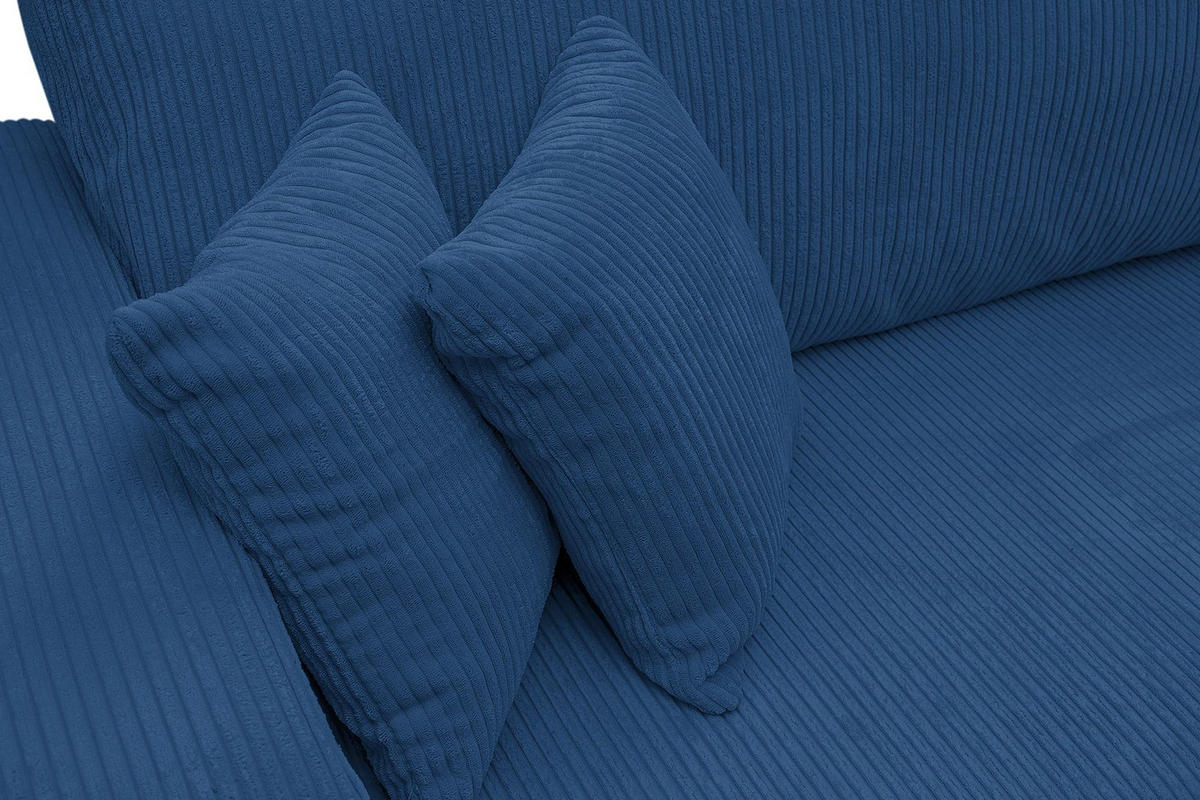 ECKSOFA Luna XL mit Schlaffunktion und Bettkasten Cord-Stoff (Blau) - Blau, Textil (274/142cm) - VENASI MÖBEL