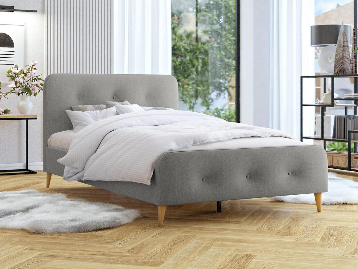 POLSTERBETT Loham New - Naturfarben/Grau, Holz/Holzwerkstoff (160/200cm) - MIRJAN24