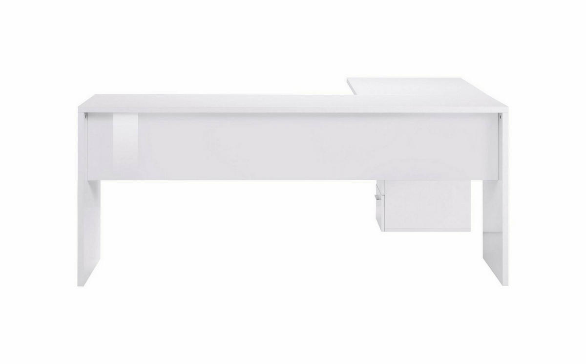 ECKSCHREIBTISCH Glänzendes Weiß 60/180/75 cm - Weiß, Holzwerkstoff (60/180/75cm) - DMORA