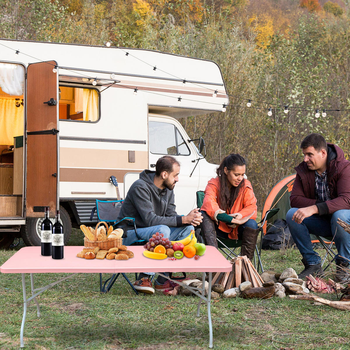 KLAPPTISCH 180 cm Pink - Pink, Kunststoff (185/76/74cm) - ComfortXL