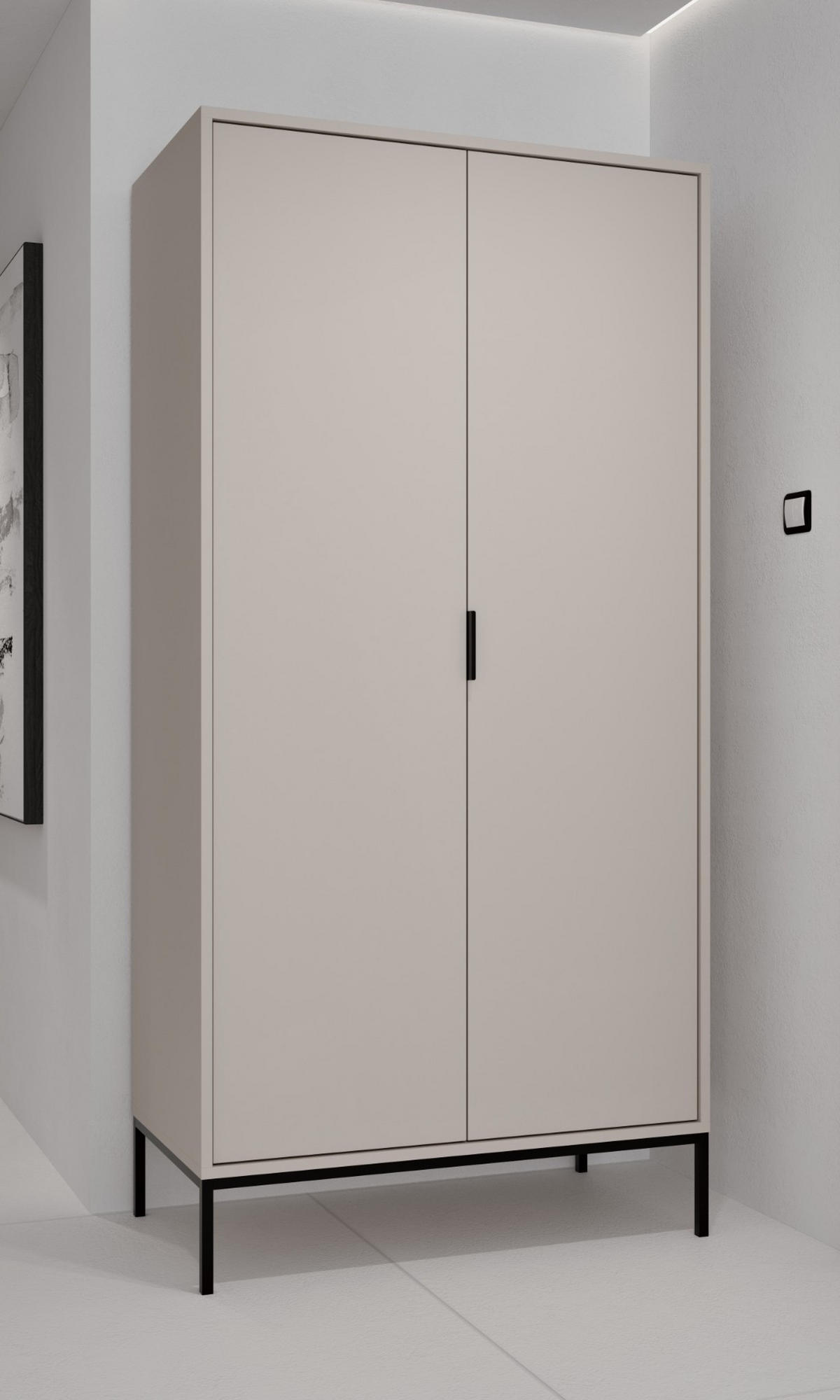 DREHTÜRENSCHRANK Austin - Beige/Schwarz, Holzwerkstoff (55/205/100cm) - RAUMHIRSCH FURNITURE