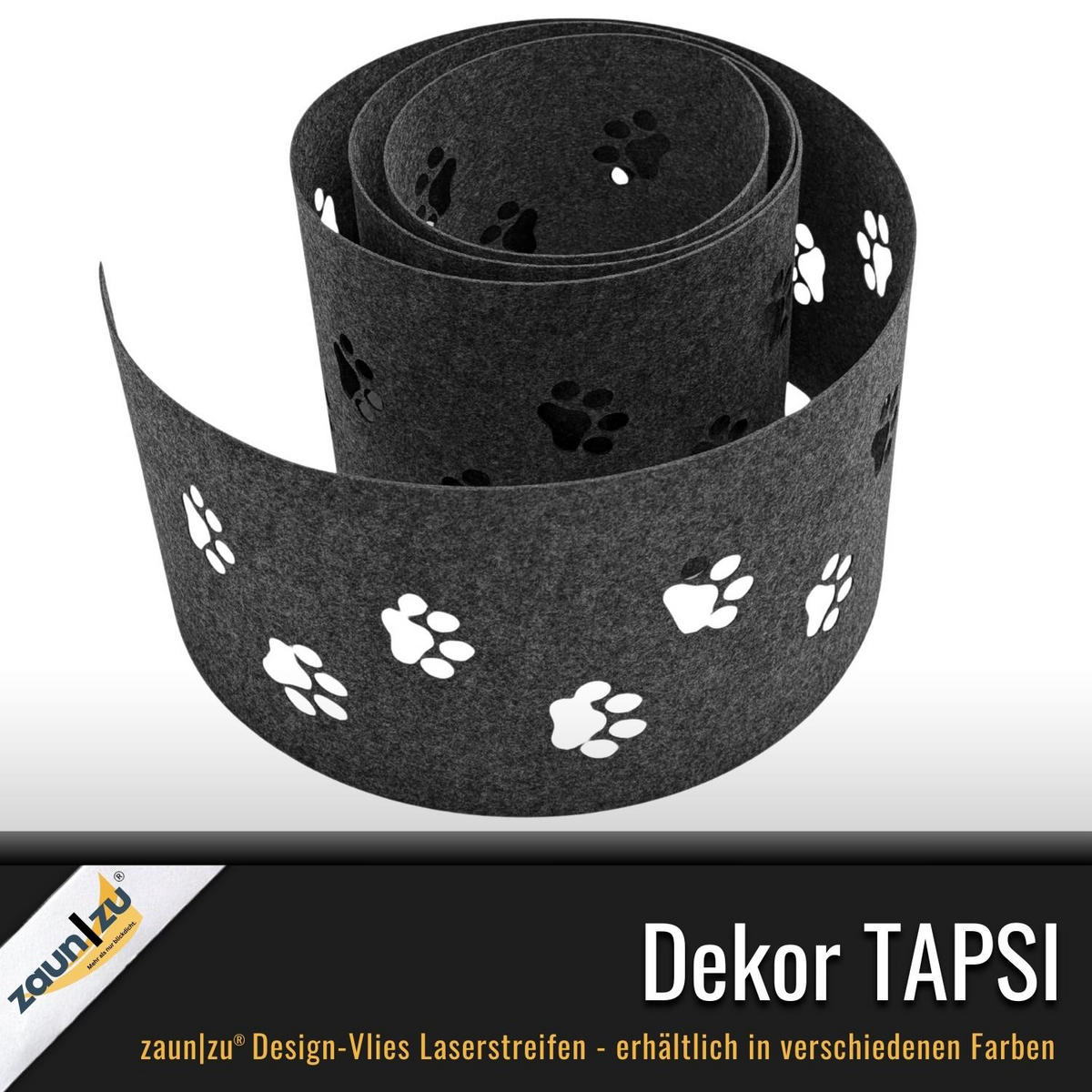 SICHTSCHUTZSTREIFEN Design Vlies Dekor Tapsi Einzelstreifen Schwarzgrau 2,55m - Schwarz, Kunststoff (260/19cm) - ZAUN|ZU