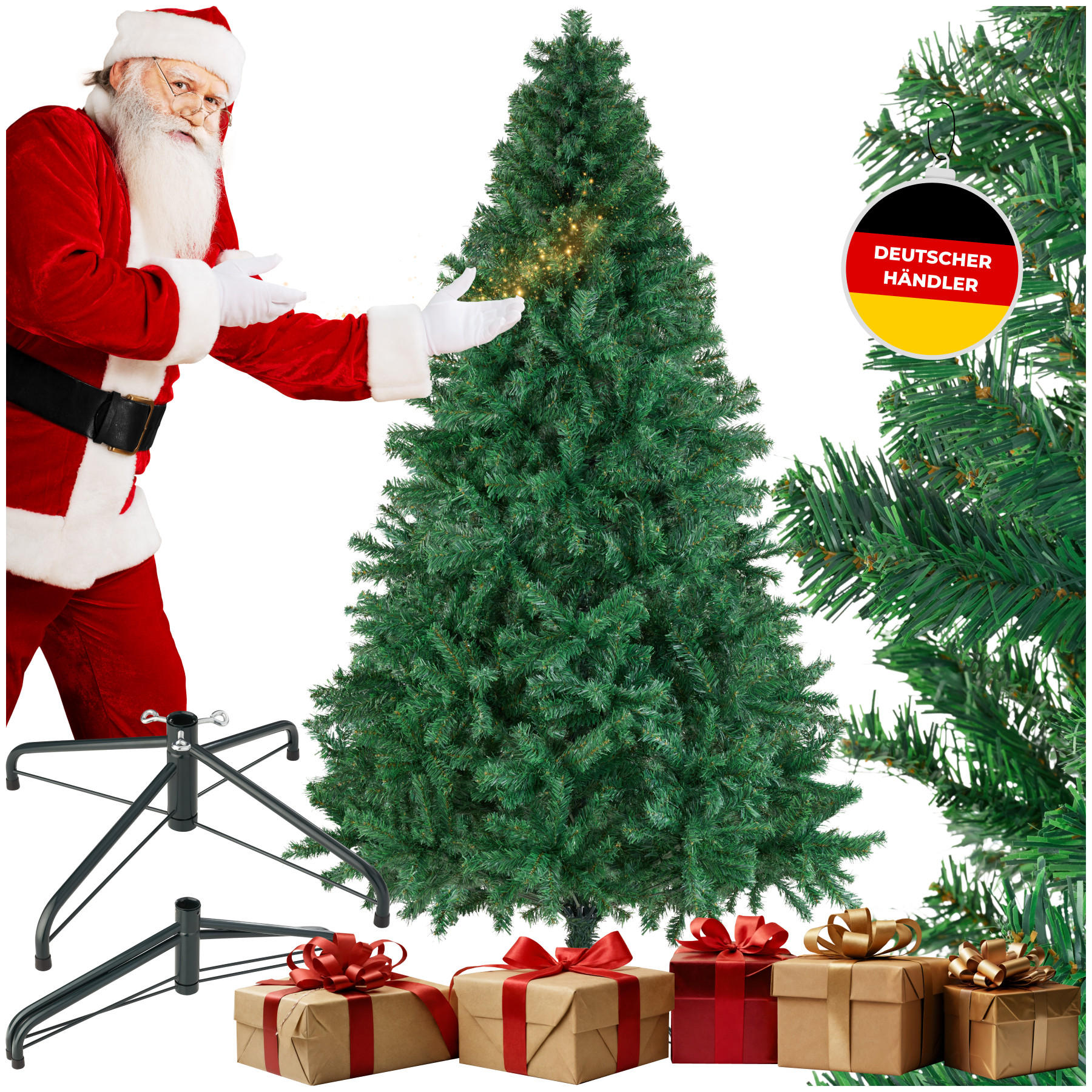 WEIHNACHTSBAUM Dasher,pulverbeschichteter Metallständer mit Kunststoffkappen ,grün - Grün, Kunststoff (210cm) - tectake