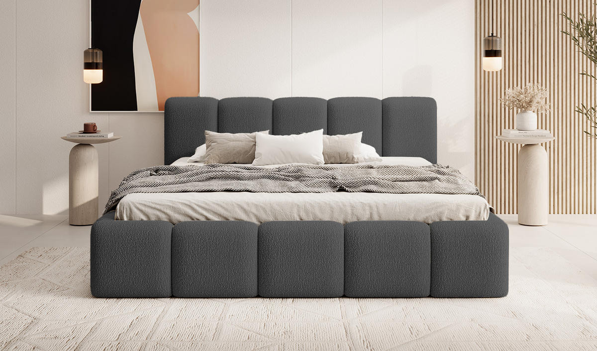 POLSTERBETT MOTSERRAT 200x200 cm, Graphit - Graphitfarben, Textil (200/200cm) - Fedve