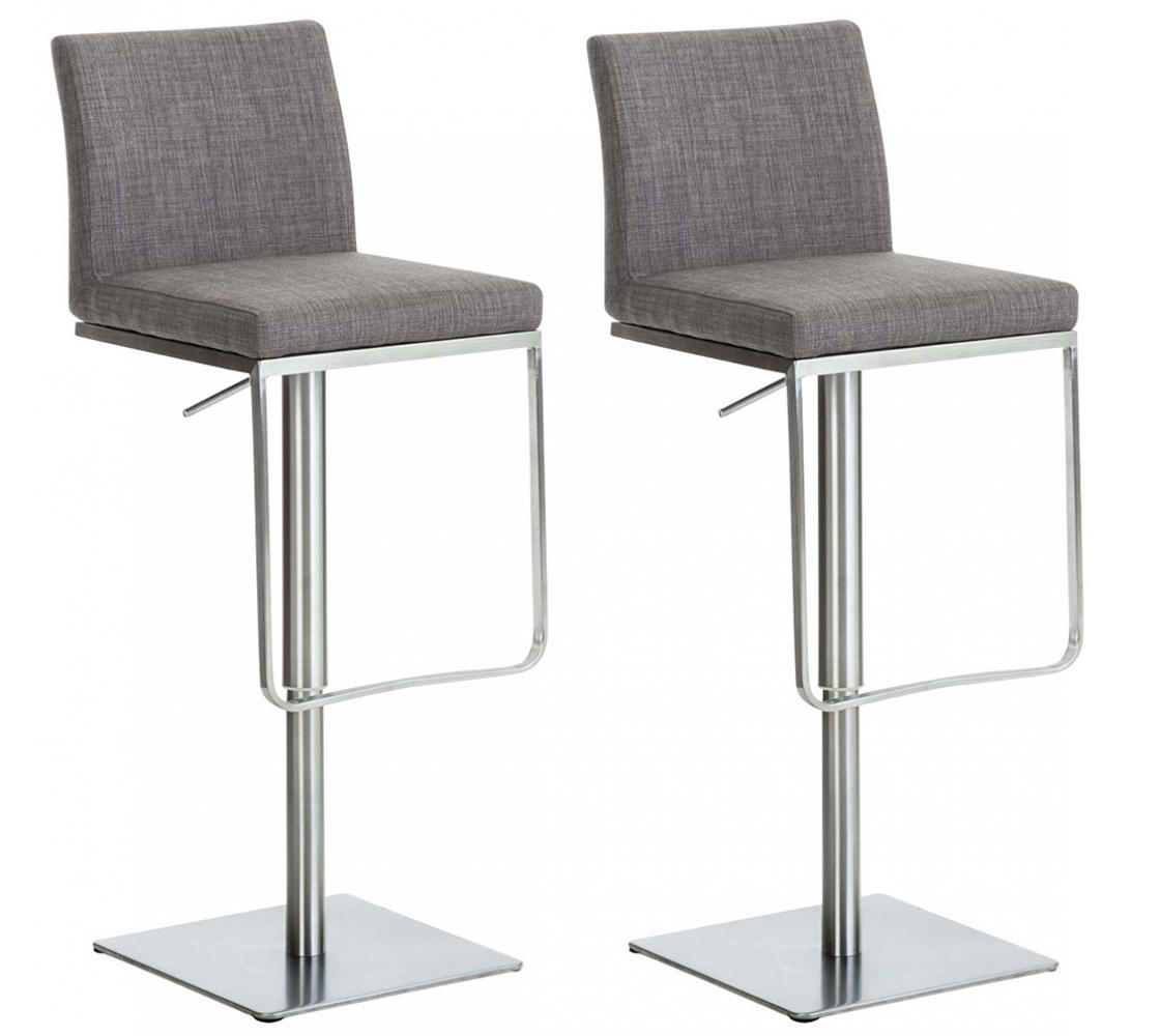 BARHOCKER 2er Set Stoff Grau - Edelstahlfarben/Grau, Textil/Metall (42/86/44cm) - CLP