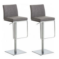 BARHOCKER 2er Set Stoff Grau - Edelstahlfarben/Grau, Textil/Metall (42/86/44cm) - CLP