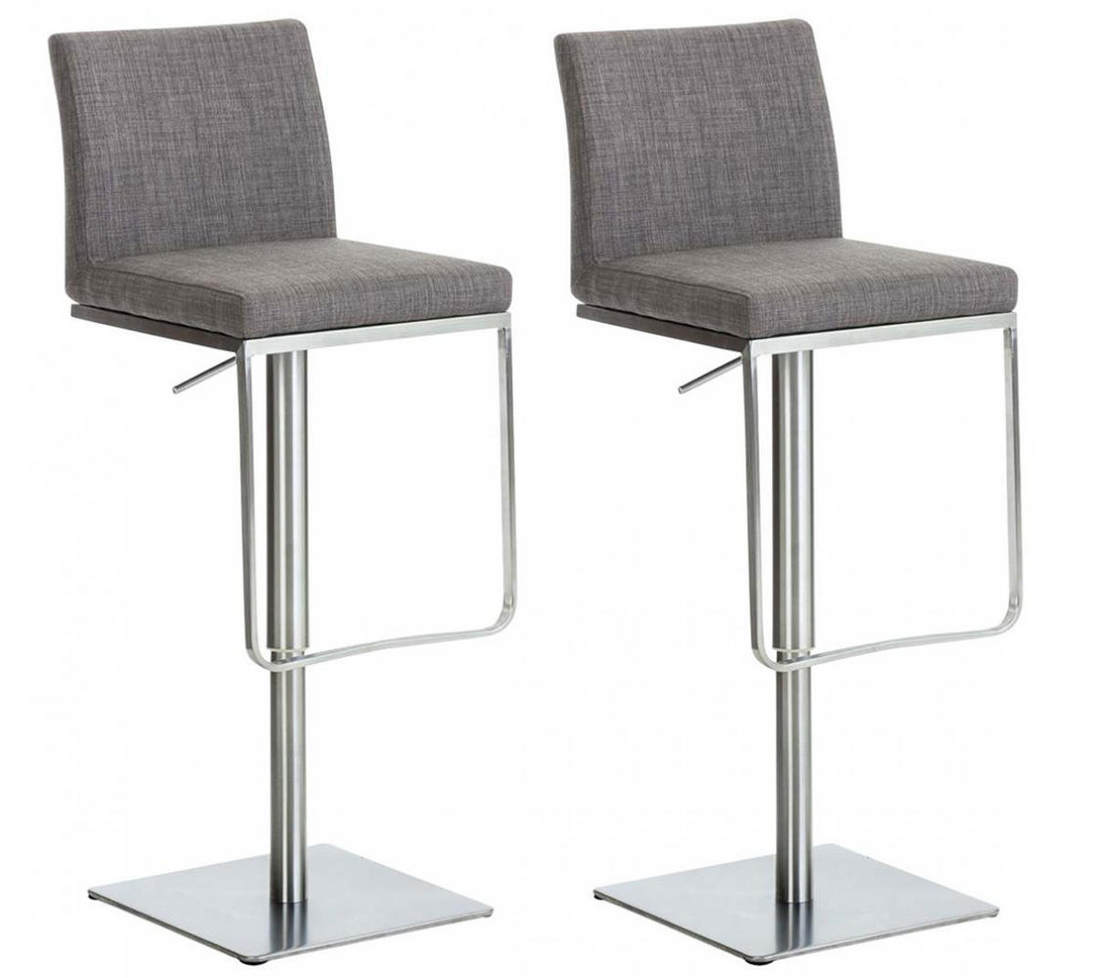 BARHOCKER 2er Set Stoff Grau - Edelstahlfarben/Grau, Textil/Metall (42/86/44cm) - CLP