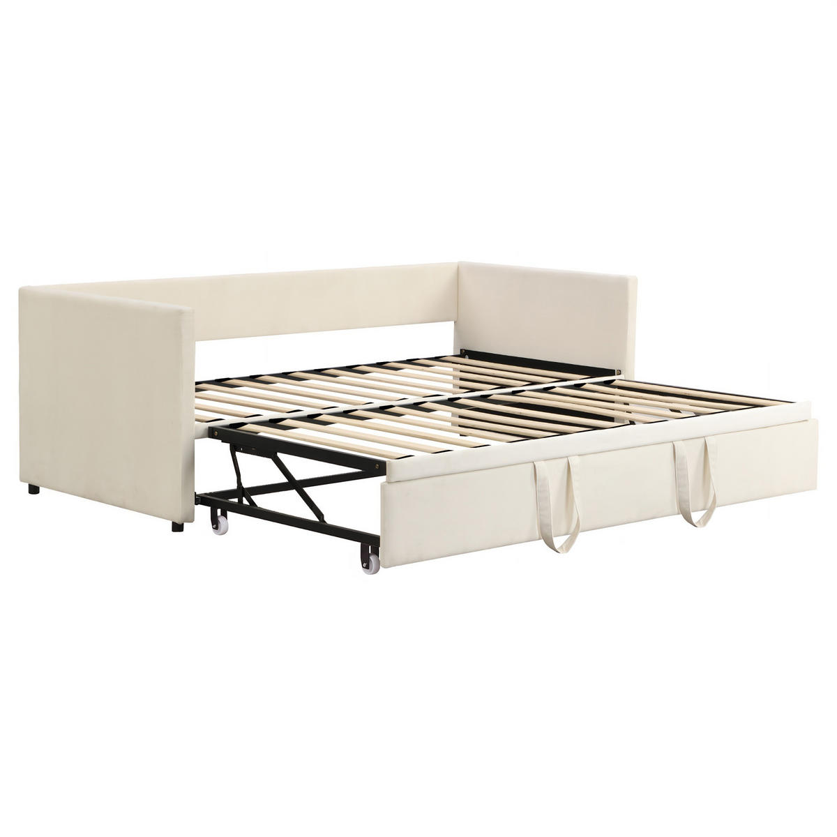 SCHLAFSOFA 90/200 cm beige mit Liegefunktion und Stauraum - Beige, Holz