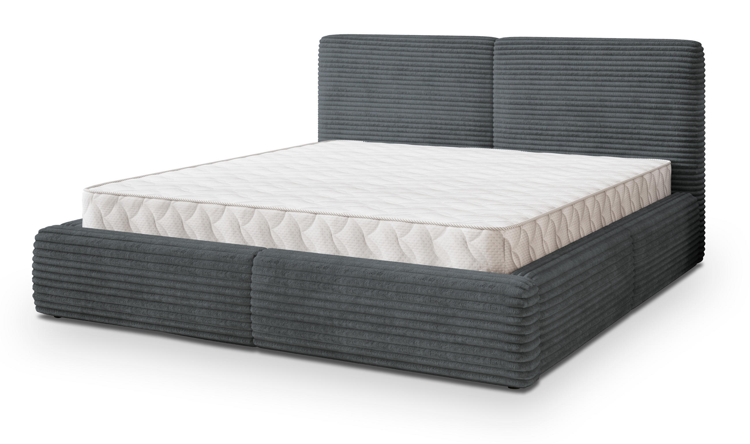 POLSTERBETT FELURO 140x200 cm mit Bettkästen - Grau - Grau, Holz (140/200cm) - MASSENO