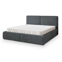 POLSTERBETT FELURO 140x200 cm mit Bettkästen - Grau - Grau, Holz (140/200cm) - MASSENO