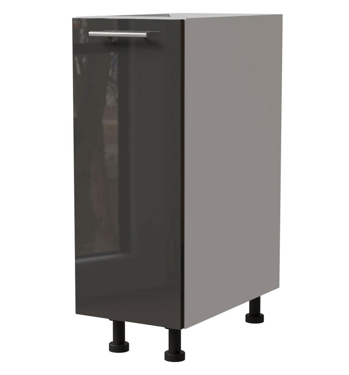 KÜCHENUNTERSCHRANK Essen D1D/20 Graphit Hochglanz / Weiß Matt 20 / 50 / 82cm - Graphitfarben/Weiß, Holz/Holzwerkstoff (20/82/50cm) - Feldmann-Wohnen