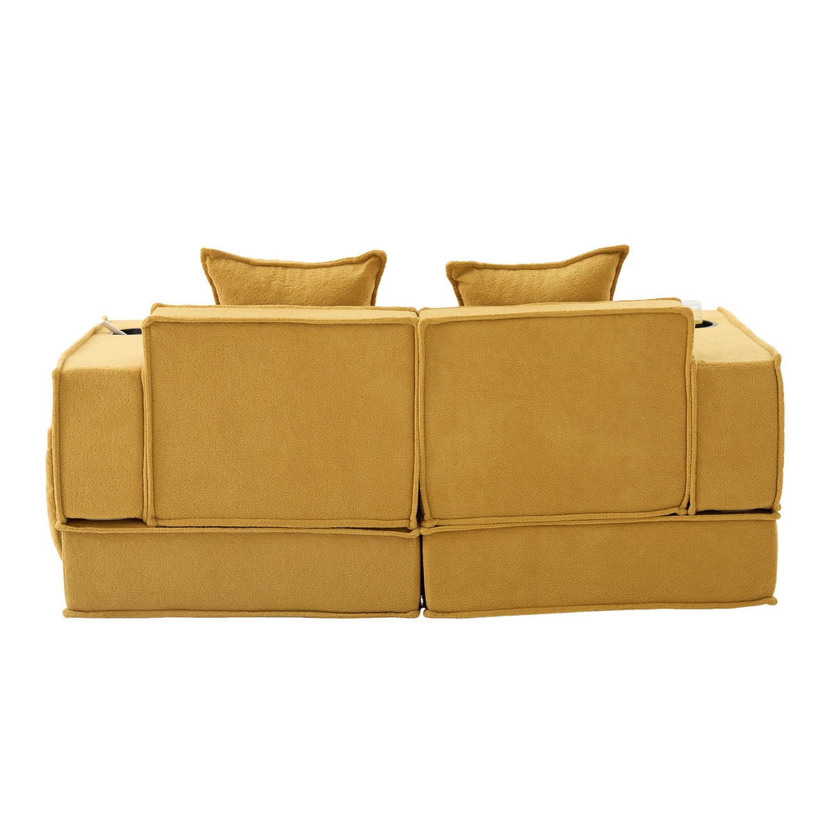 SCHLAFSOFA DE-33894 mit Fußhocker und Becherhalter Senfgelb - Gelb, Textil (78/66/162cm) - ComfortXL