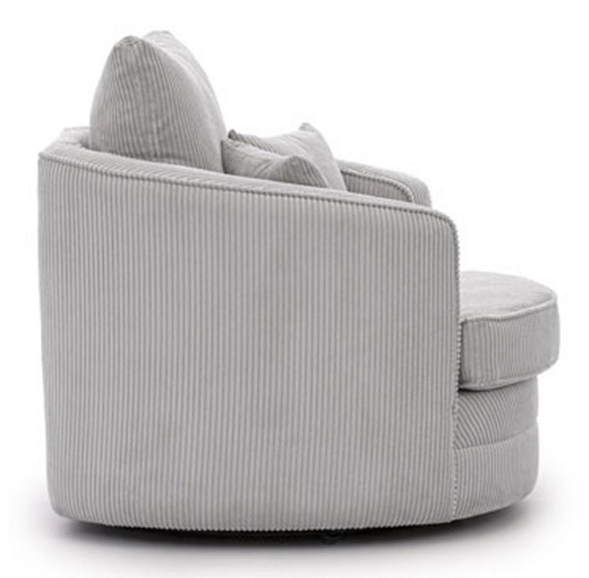 DREHSESSEL Ted aus Hellgrau Cord-Stoff - Hellgrau/Schwarz, Holz/Textil (107/94/100cm) - S-Style Möbel