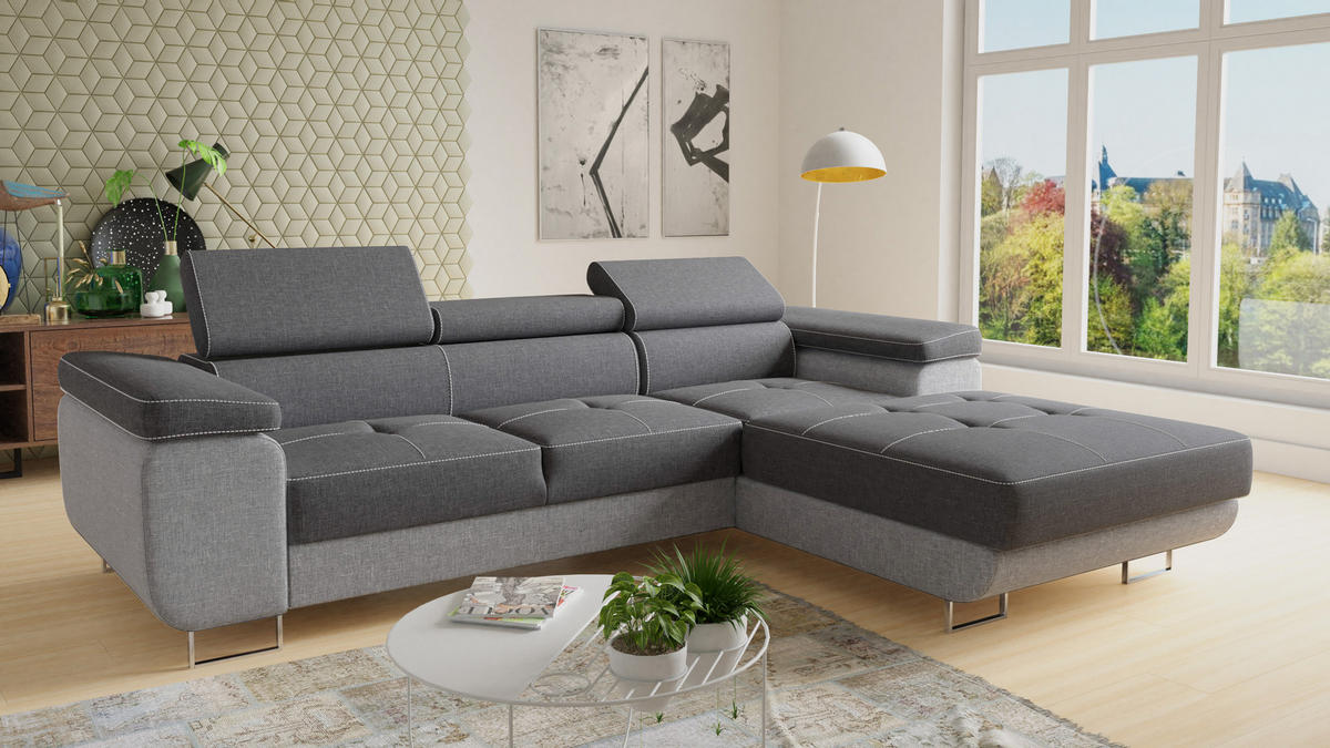 ECKSOFA Divo, Seite: Rechts - Hellgrau/Grau, Holz/Textil (282/204cm) - Sofnet