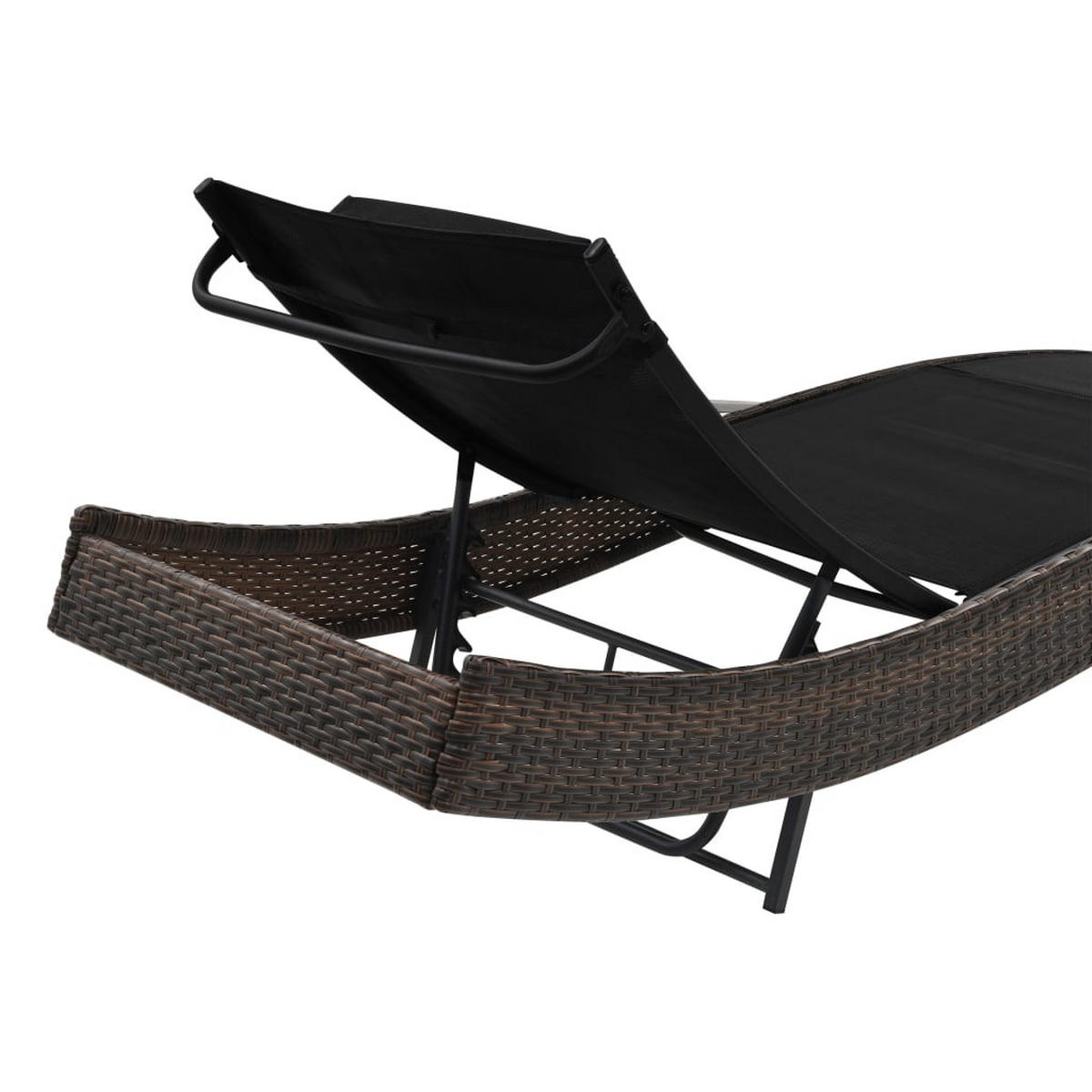 SONNENLIEGE mit Kissen Poly Rattan Braun - Braun, Kunststoff (70/91.5/213cm) - furnicato
