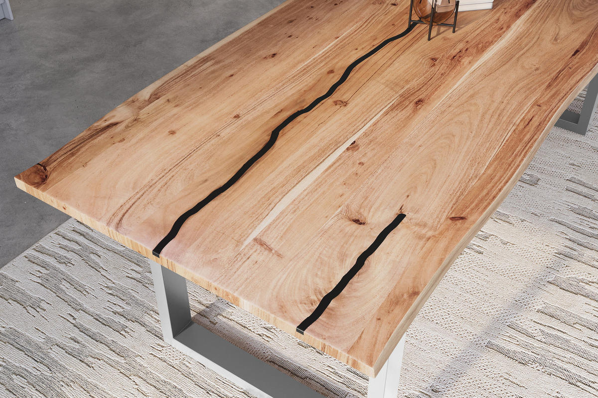 ESSTISCH POLLY - Beige/Silberfarben, Holz (100/260/77cm) - SAM