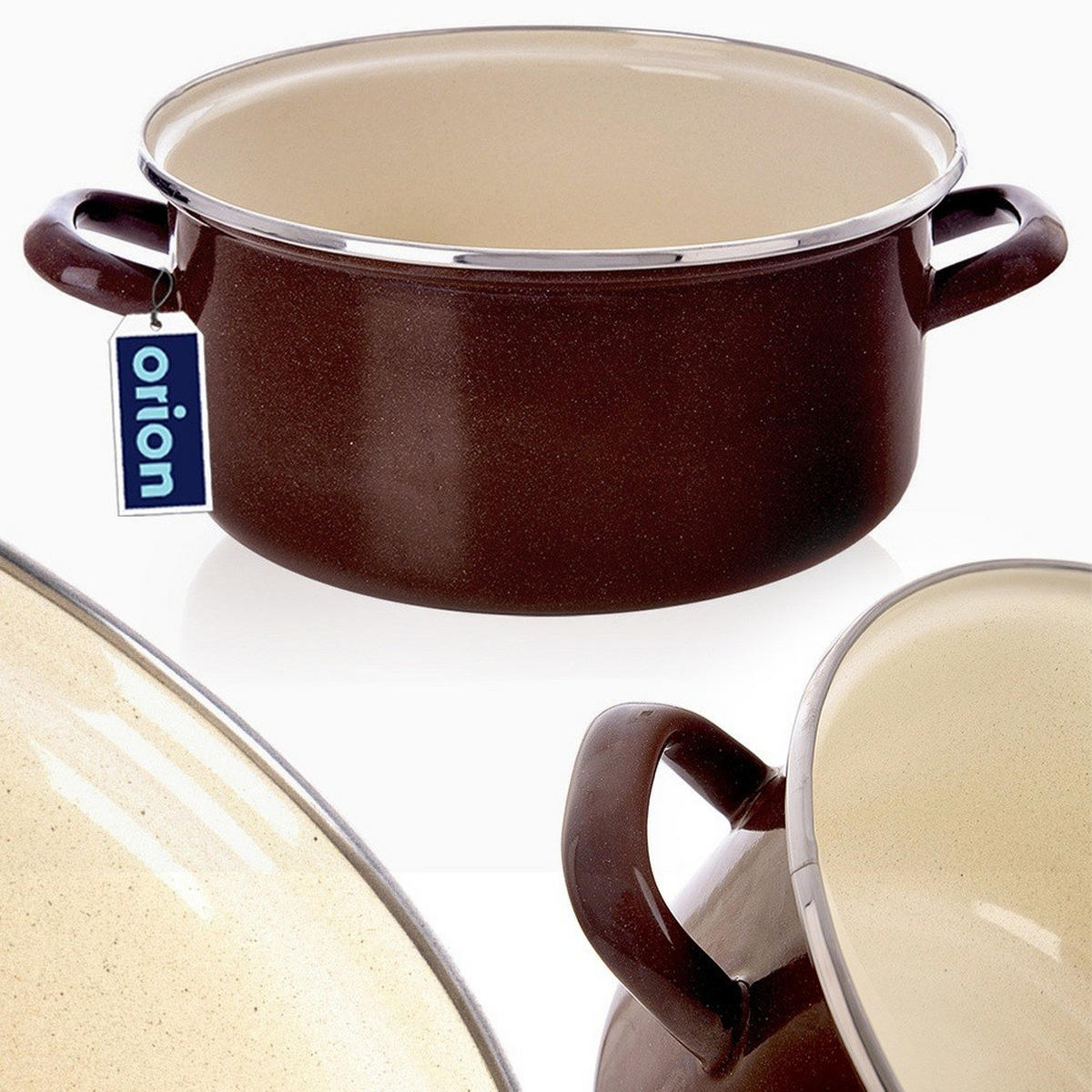 EMAILLIERTOPF Brown mit Griffen braun - Braun, Metall (26cm) - Orion 