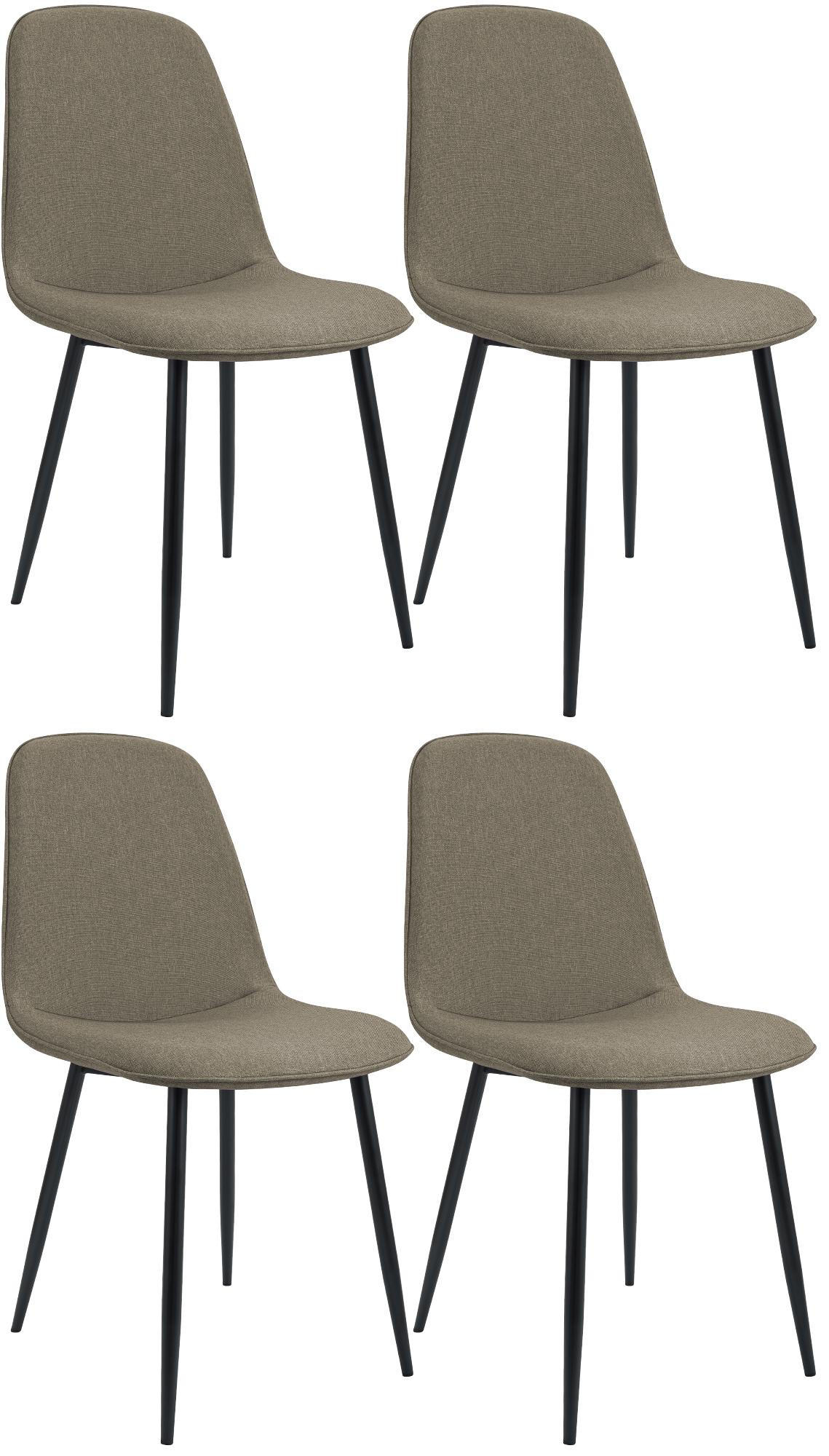 ESSZIMMERSTUHL 4er Set Stoff Taupe - Taupe/Schwarz, Textil/Metall (45/88/54cm) - CLP