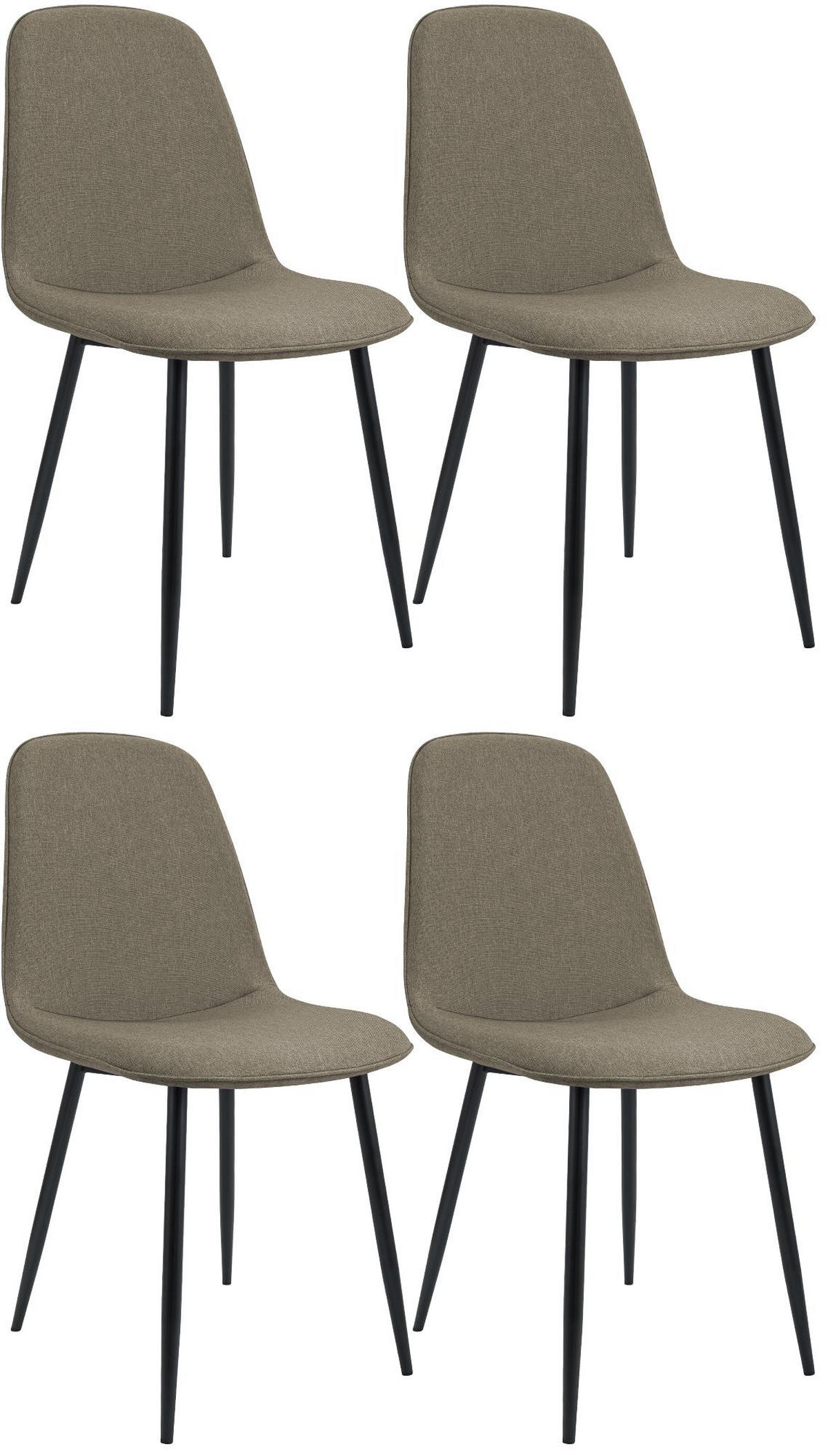 ESSZIMMERSTUHL 4er Set Stoff Taupe - Taupe/Schwarz, Textil/Metall (45/88/54cm) - CLP