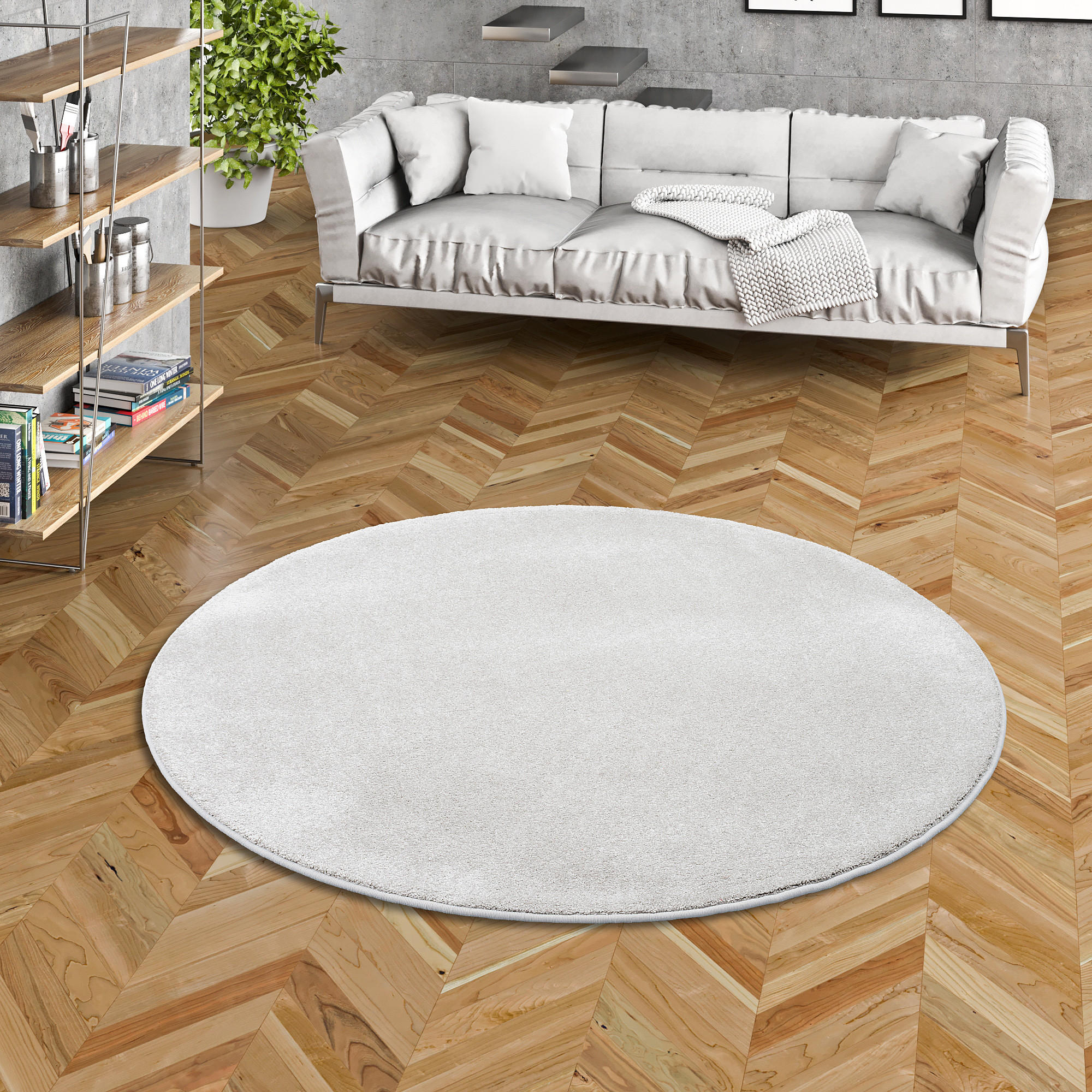 HOCHFLOR LUXUS VELOURS TEPPICH TOUCH RUND - Champagner, Textil (100/100cm) - Snapstyle