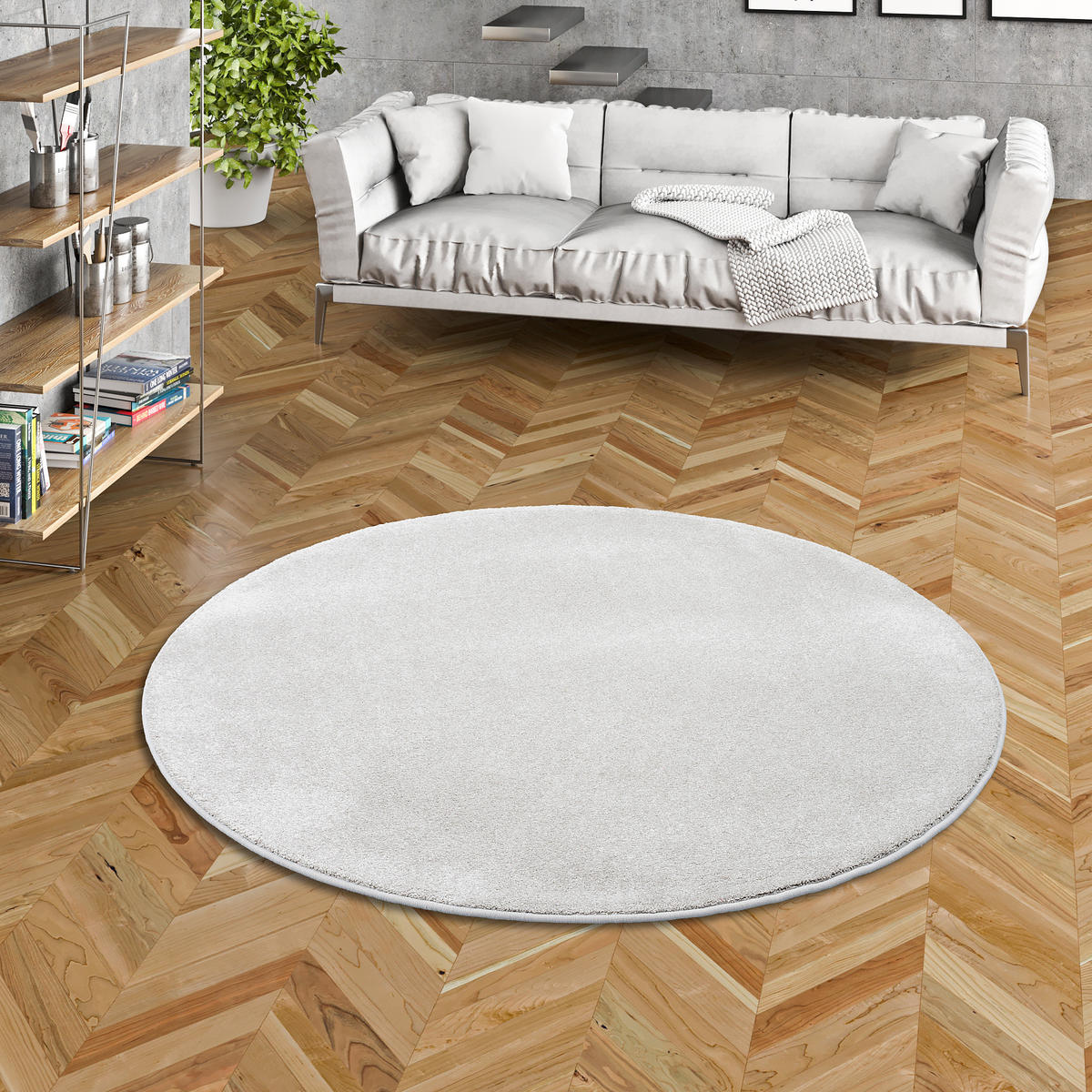 HOCHFLOR LUXUS VELOURS TEPPICH TOUCH RUND - Champagner, Textil (200/200cm) - Snapstyle