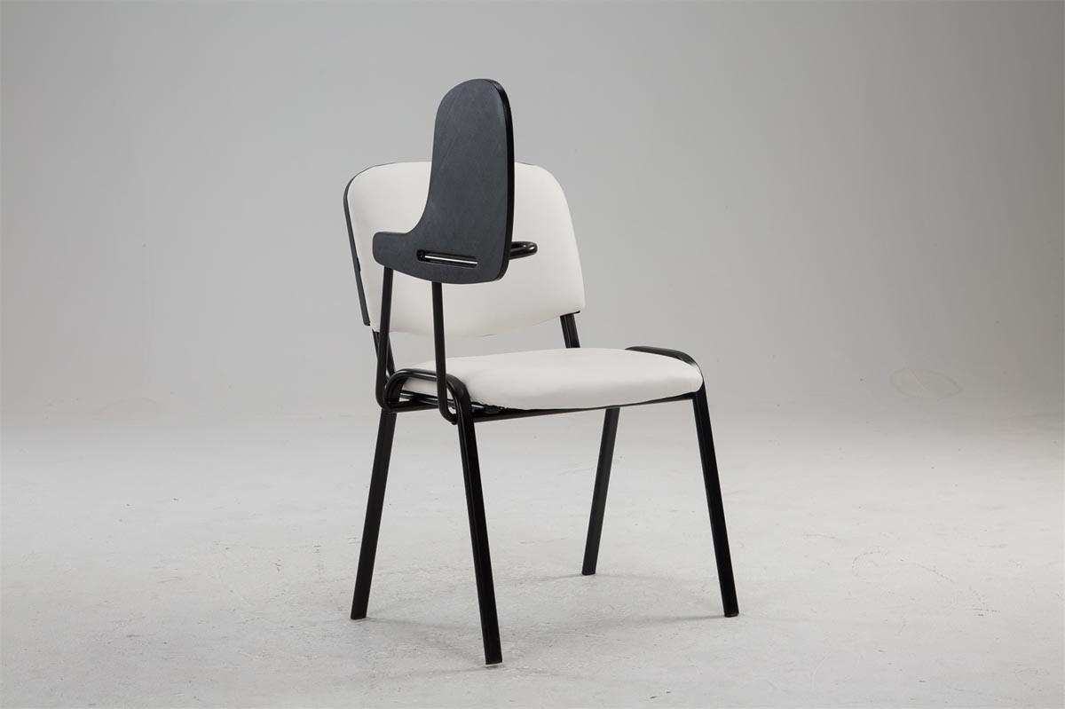 BESUCHERSTUHL Keen mit Klapptisch, Kunstleder mit Gestell Schwarz / Bezug Weiß - Schwarz/Weiß, Textil/Metall (53/81/53cm) - TPFLiving